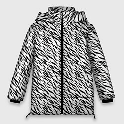 Куртка зимняя женская Чёрно-белый имитация шкуры, цвет: 3D-черный
