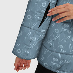 Куртка зимняя женская Серо-голубой цветочный однотонный узор, цвет: 3D-красный — фото 2