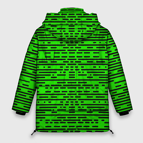 Женская зимняя куртка Чёрные полосы на зелёном фоне / 3D-Черный – фото 2