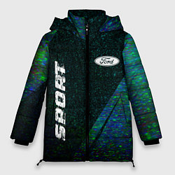 Куртка зимняя женская Ford sport glitch blue, цвет: 3D-черный