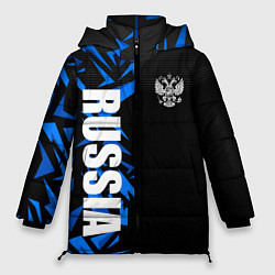 Куртка зимняя женская Россия - синяя абстракция, цвет: 3D-светло-серый