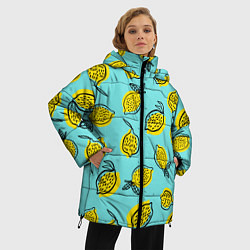 Куртка зимняя женская Летние лимоны - паттерн, цвет: 3D-черный — фото 2