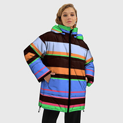 Куртка зимняя женская Разноцветный полосатый, цвет: 3D-черный — фото 2