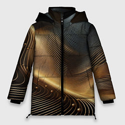 Куртка зимняя женская Золотые линии с шариками, цвет: 3D-черный