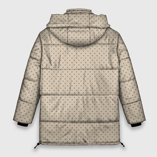 Женская зимняя куртка Тёмно-бежевый однотонный в мелкий рисунок ромбы / 3D-Черный – фото 2