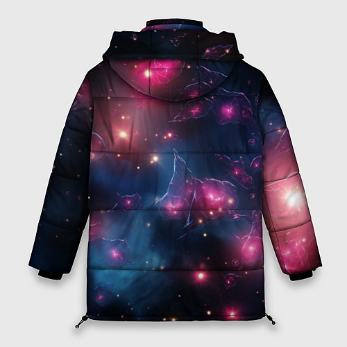 Женская зимняя куртка Абстрактный космос фантастика / 3D-Красный – фото 2