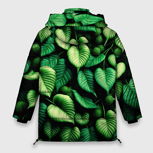 Женская зимняя куртка Зеленые листья и мох / 3D-Черный – фото 2