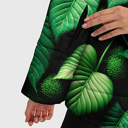 Куртка зимняя женская Зеленые листья и мох, цвет: 3D-черный — фото 2