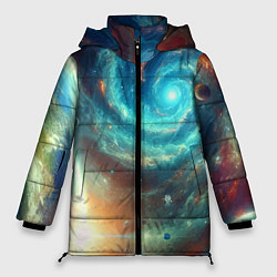 Женская зимняя куртка Неоновая далёкая галактика - нейросеть