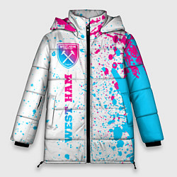 Куртка зимняя женская West Ham neon gradient style по-вертикали, цвет: 3D-черный