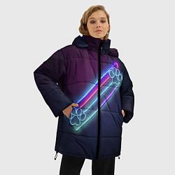 Куртка зимняя женская Лапки неон, цвет: 3D-черный — фото 2