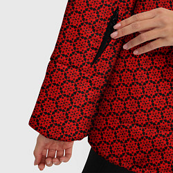 Куртка зимняя женская Арабский узор красного цвета на чёрном фоне, цвет: 3D-черный — фото 2