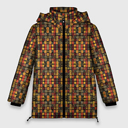 Куртка зимняя женская Абстрактный африканский узор, цвет: 3D-черный