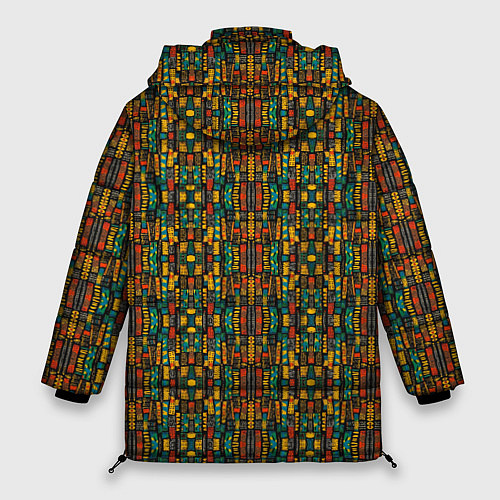 Женская зимняя куртка Яркий африканский узор / 3D-Черный – фото 2