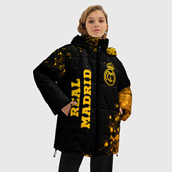 Куртка зимняя женская Real Madrid - gold gradient вертикально, цвет: 3D-черный — фото 2