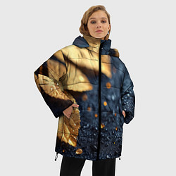 Куртка зимняя женская Золотые листья на темном фоне, цвет: 3D-красный — фото 2
