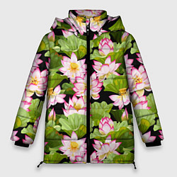Женская зимняя куртка Цветы лотоса узор