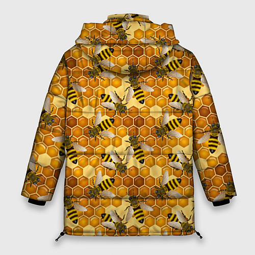 Женская зимняя куртка Соты со пчелами / 3D-Черный – фото 2