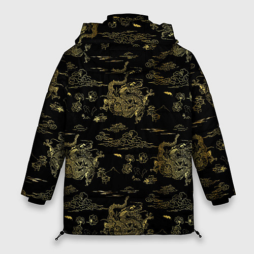 Женская зимняя куртка Небесный дракон узор / 3D-Черный – фото 2