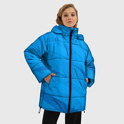 Куртка зимняя женская Насыщенный голубой полосами, цвет: 3D-черный — фото 2