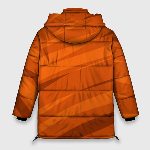 Женская зимняя куртка Тёмный оранжевый полосами / 3D-Черный – фото 2