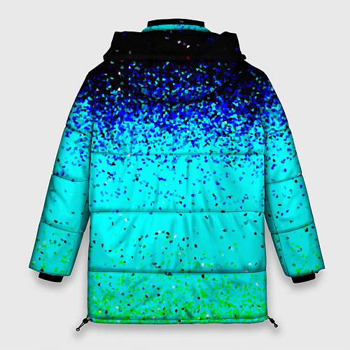 Женская зимняя куртка Пикселизация неоновых цветов / 3D-Черный – фото 2