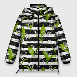 Куртка зимняя женская Весенние ландыши, цвет: 3D-черный