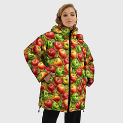 Куртка зимняя женская Ароматные сочные яблоки, цвет: 3D-красный — фото 2
