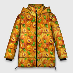 Куртка зимняя женская Сочные сладкие абрикосы паттерн, цвет: 3D-черный