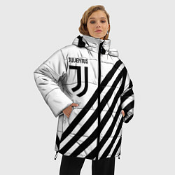 Куртка зимняя женская Ювентус полосы, цвет: 3D-светло-серый — фото 2