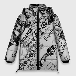 Куртка зимняя женская Старая газета, цвет: 3D-светло-серый