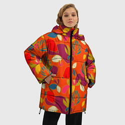Куртка зимняя женская Яркие ягодки-листочки, цвет: 3D-светло-серый — фото 2