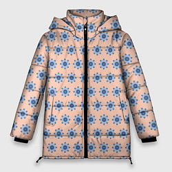 Куртка зимняя женская Бежевый паттерн шестеренки, цвет: 3D-светло-серый