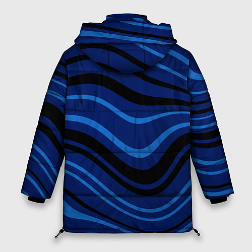 Женская зимняя куртка Тёмный синий изогнутые линии / 3D-Черный – фото 2