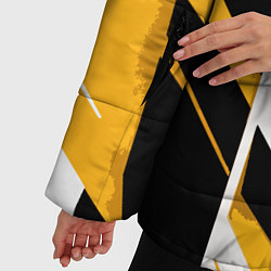 Куртка зимняя женская Black and yellow stripes on a white background, цвет: 3D-черный — фото 2