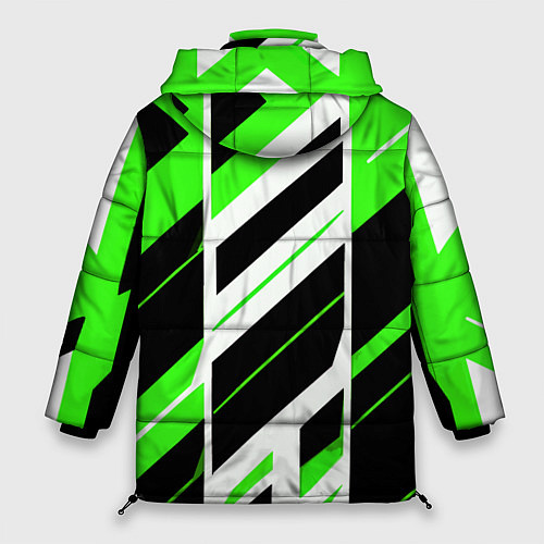 Женская зимняя куртка Black and green stripes on a white background / 3D-Светло-серый – фото 2