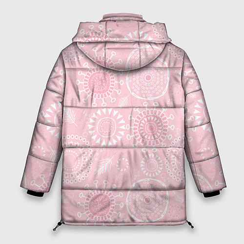 Женская зимняя куртка Розовый цветочный паттерн / 3D-Светло-серый – фото 2