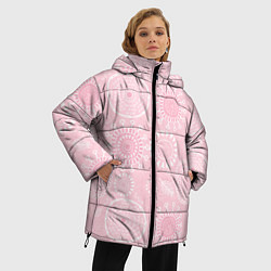 Куртка зимняя женская Розовый цветочный паттерн, цвет: 3D-светло-серый — фото 2