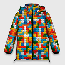 Куртка зимняя женская Разноцветные квадратные плитки, цвет: 3D-черный