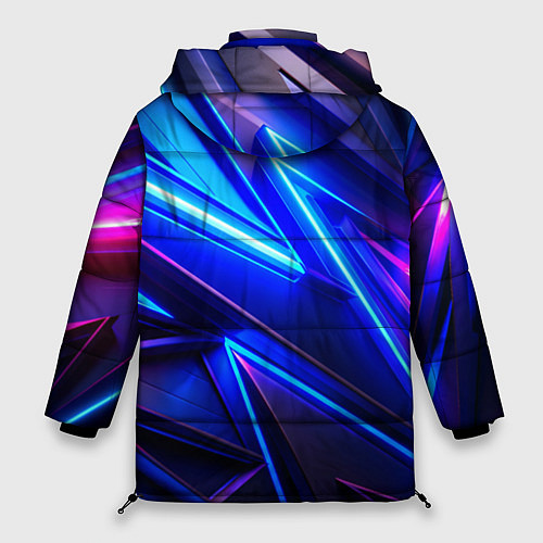 Женская зимняя куртка Яркие неоновые геометрические линии / 3D-Светло-серый – фото 2