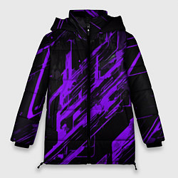 Куртка зимняя женская Purple stripes on a black background, цвет: 3D-черный