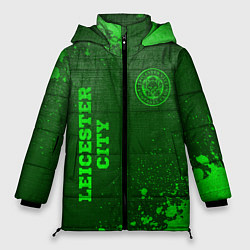 Куртка зимняя женская Leicester City - green gradient вертикально, цвет: 3D-черный