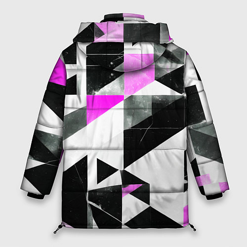 Женская зимняя куртка Black and pink abstraction on a white background / 3D-Черный – фото 2