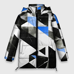 Куртка зимняя женская Black and blue abstraction on a white background, цвет: 3D-черный