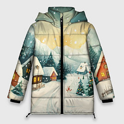 Куртка зимняя женская Праздничная деревушка, цвет: 3D-светло-серый