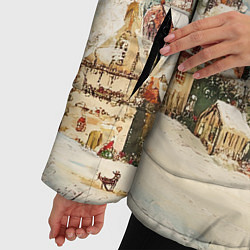 Куртка зимняя женская Новогодний город из разноцветных домов, цвет: 3D-светло-серый — фото 2