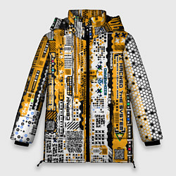 Куртка зимняя женская Cyberpunk pattern yellow, цвет: 3D-светло-серый