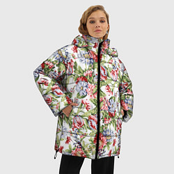 Куртка зимняя женская Цветы, цвет: 3D-красный — фото 2