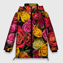 Куртка зимняя женская Ассорти из роз, цвет: 3D-черный