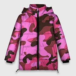 Женская зимняя куртка Камуфляж: розовый/коричневый